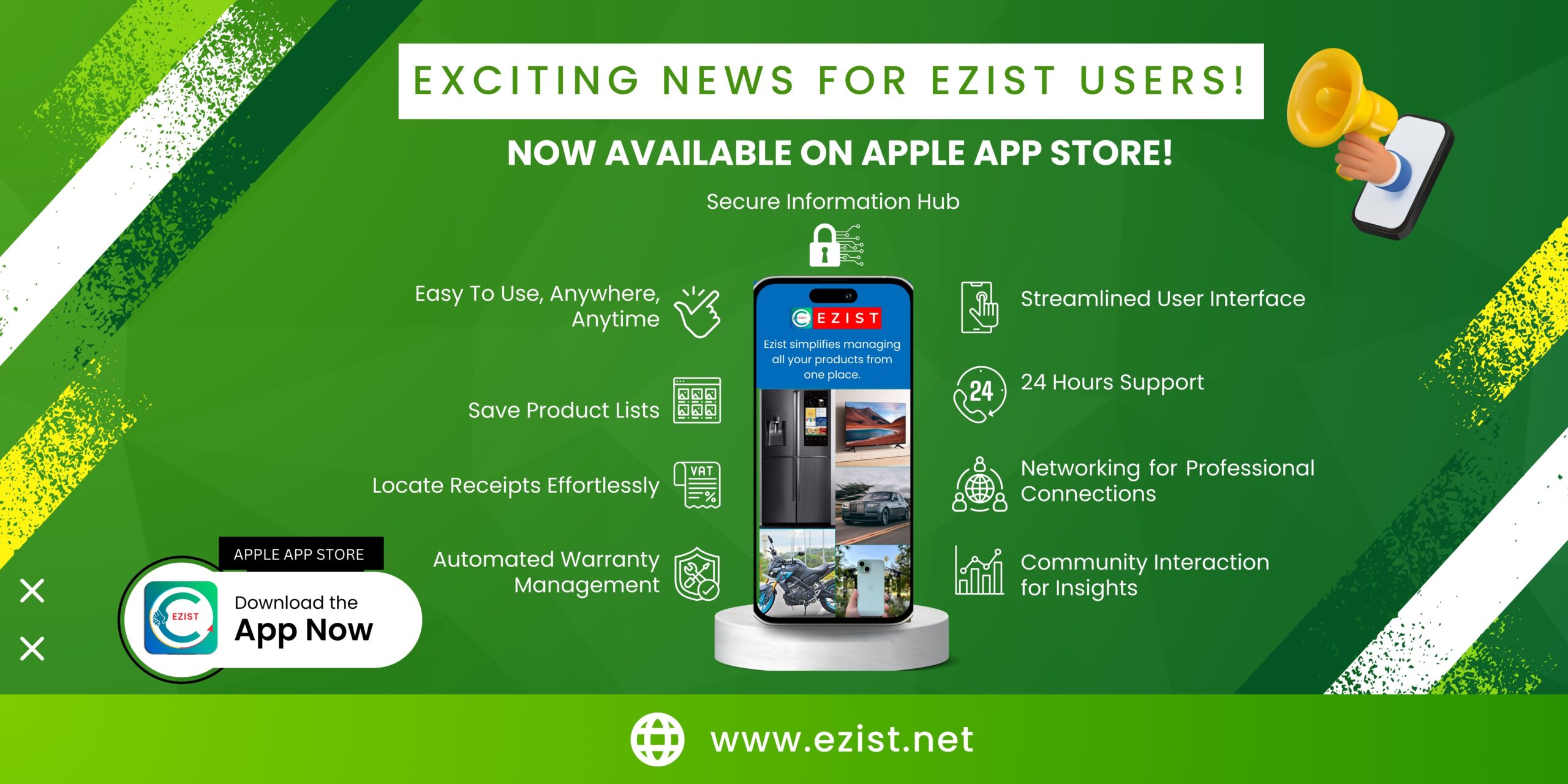 Danbury, USA, 16 March 2024 – Ezist, the Multi-brand products management software, is thrilled to announce that its highly anticipated iOS app is now available for download on the Apple App Store. With this new release Version 1.1 users can seamlessly manage their vehicles, gadgets, home appliances etc… from their iPhone or iPad, making Multi Brand products management from one mobile app more convenient than ever before. Ezist has long been recognized as a game-changer in multi-brand product management. It offers users a centralized platform to store information, track maintenance schedules, and connect with service providers and manufacturers. Now, with the launch of the iOS app, users have even more flexibility and convenience in managing their own products on the go. Key features of the Ezist iOS app include: Effortless Information Management: Store all appliance details in one convenient location, from user manuals to warranty information. Streamlined Maintenance Reminders: Receive timely reminders for maintenance tasks, ensuring appliances are always in top condition. Proactive Appliance Care: Get notifications about software updates, recalls, and security patches directly within the app. Easy Service Connection: Connect with local service providers directly through the app, saving time and hassle. Community Support: Engage with other users, share insights, and troubleshoot problems together. “We’re excited to bring the Ezist experience to Apple users,” said Sha, Founder of Ezist. “Our goal has always been to simplify products management for our users, and the iOS app allows us to do just that. Whether at home or on the go, users can now access all the features they love and easily manage their appliances, vehicles, and gadgets.” The Ezist iOS app is now available for download on the App Store. To learn more about Ezist and download the app, visit the Apple App Store Link: https://bit.ly/3VbzV47. About Ezist: Ezist is a leading product management software designed to simplify appliance, vehicle, and gadget management for users worldwide. With a comprehensive suite of features and a user-friendly interface, Ezist empowers users to take control of their appliances, vehicles, and gadgets and enjoy a stress-free ownership experience.